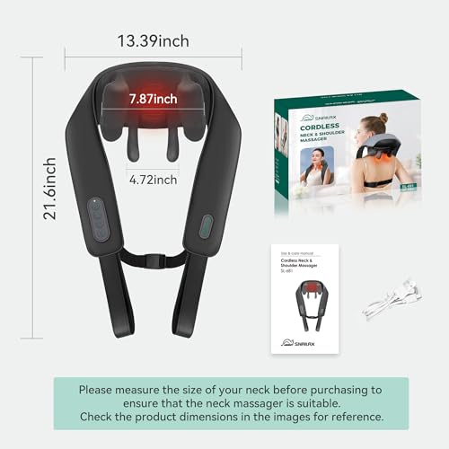 Image of Snailax Cordless Neck Massager with Heat, 4D Kneading Neck and Shoulder Massager Deep Tissue, Shiatsu Back Massager Pillow, 2 Heating Levels,Gifts for Mom Dad