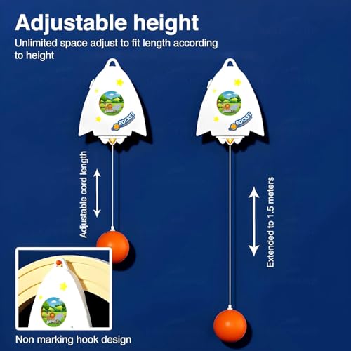 Image of Hanging Table Tennis Trainer for Kids Indoor Self Training Portable Ping Pong Set 10 Pieces 2 Racket 2 Balls 2 Hooks 1 Jungle Hanger and 2 Jungle Safari Stickers in 1 Jungle Box