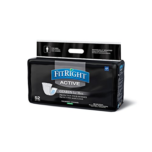 FitRight Active Male Incontinence Guards, Case of 208, Maximum Absorbency, Great Protection for Men