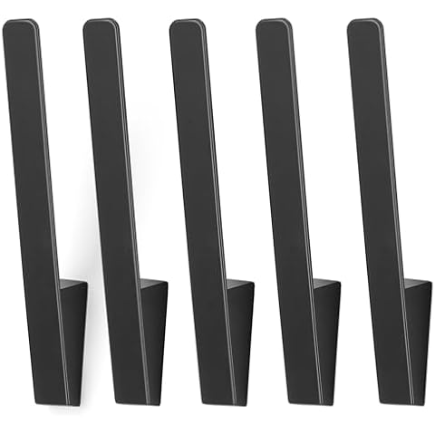 PEDORUBY Hat Rack for baseball caps, Strong Hat Hooks Wall Mount hat rack Ball Cap Holder. Multi-Purpose Hat Organizer for Hats, Clothes, Towels, 5 Pack Black Cover