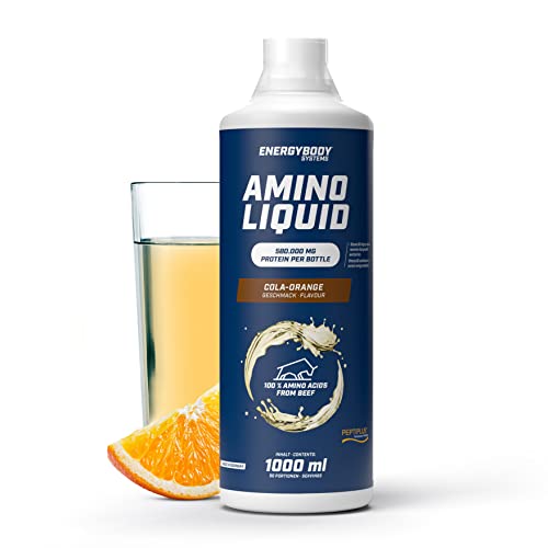 Energybody Amino Liquid “Cola-Orange” 1 L/Aminosäuren flüssig aus Protein Hydrolysat/Liquid Aminos aus bioaktiven Kollagenpeptiden/Protein Liquid zum Aufbau von Muskel- & Sehnenstrukturen