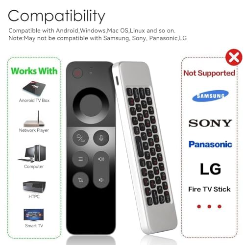 Image of 4-in-1 W3 Air Mouse, 2.4g Lightweight Voice Remote Control, Wireless Remote Control with Keyboard, Suitable for Shield /Android TV Box /Computer /Projector /HTPC /All-in-one Machine(Black Gray)