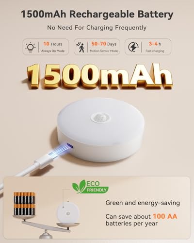 Image of Under Cabinet Lighting, Rechargeable Motion Sensor Puck Lights with Remote, 3 Color Temps &12 RGB LED Battery Operated LED Lights, Dimmable Magnetic Under Counter Lights for Kitchen