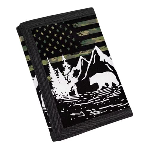 Coldinair US Flag Wallet for Boys Wallets for Kids 4-18,Camo Mountain Coin Purse Credit ID Card Holder Slim Tifold Coin Purses for Teens Small Minimalist Wallet2