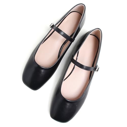 Image of LUXINYU Women's Slip on Flats,Classy Round Toe Solid Classic Mary Jane Ballet Dance Shoes Soft Comfortable PU Flat Shoes