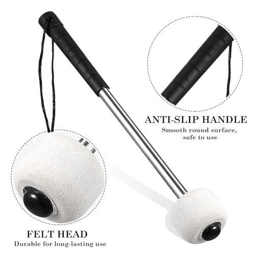 2 baquetas de fieltro para batería, con bolsa de transporte y cuerda antideslizante, accesorios para instrumentos de percusión (blanco) miniatura 3