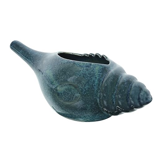 Image of Leak Proof Durable Ceramic Neti Pot with Nostril Plugging Support Better Capacity Holds 300 ml Spill Proof with Comfort Grip Lead Free Microwave Dishwasher Safe (Dark Green)