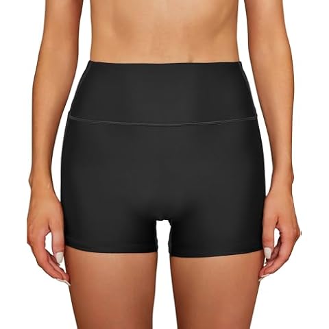 SHEKINI Women's High Waisted Swim Shorts Cover