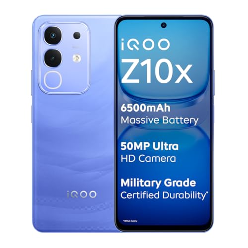 iQOO Z10x 5G (Ultramarine, 8GB RAM, 128GB Storage) | 6500 mAh Lar...