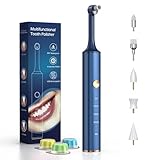 Tooth Polisher, Tooth Whitening Kit for Teeth Cleaning and Whitening, Rechargeable Teeth Polisher for People/Pets,Teeth Cleaning Kit with 5 Brush Heads,4 Speed Modes and LED Light, Waterproof(Blue)