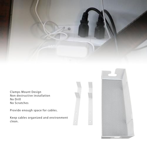 Bandeja para gestión de cables bajo escritorio de acero carbono organizador de cables sin taladro para oficina y escritorio de pie miniatura 4