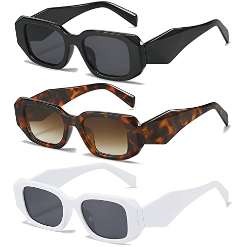 KUGUAOK Trendy Rectangle Sunglasses for Women 90s Retro Style Sun Glasses Outdoor Travel 100% UV Protection Goggles