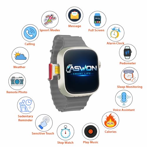 Image of GS29 5G SIM Android Smart Watch,Store Working, Maps, YouTube, Sports Features, Volte Calling(5G SIM Supported) Extra Band (Orange and Black)