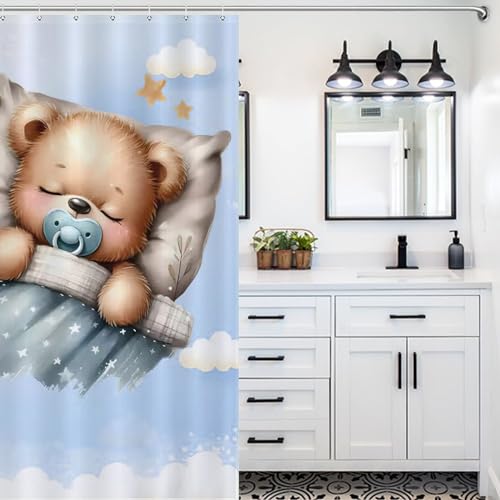 Rideau de douche ours 100% polyester lavable pour éviter l'eau au sol - 5