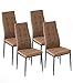 WeHome - Sedie di Tessuto Milano - Set da 4 Sedie Design per Sala da Pranzo, Sedie da Cucina, Ufficio, Sala d'Attesa, Camera da Letto (Nocciola)