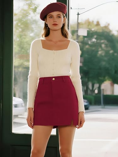 Belle Poque Women Corduroy Mini Skirt with Pockets Classic A-Line Fall Winter Basic Short Skirts3