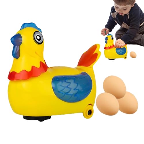 Hen Lay Egg Toy – Interactive Hen Laying Eggs Toy with Universall Wheel | Light up Hen Toy Laying Egg | Walking Easter Electric Toy Chicken for Kids’ Entertainment and Festive Play