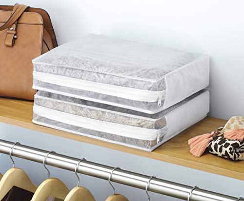 Whitmor Sweater Bag - Clear & Plastic Storage Bags to for Clothes, Bedsheets, Pillows - Set of 6 -...