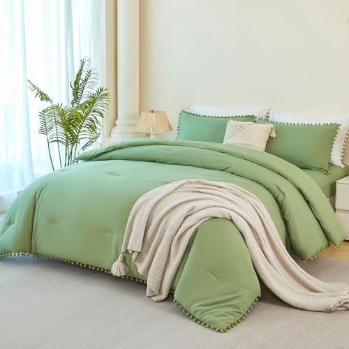 PERFEMET Green Bed in A Bag Twin Size 5 Pieces
