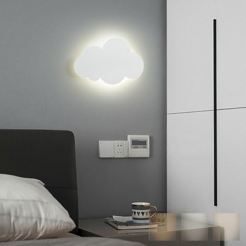 Aplique de pared regulable en nube blanca con 3 tonos de luz para dormitorio