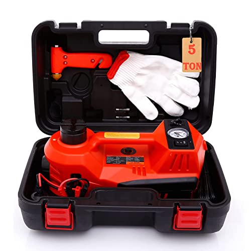Mautyke Hydraulic Car Jack Kit - 5 Ton Vehicle Car Lift With Integrated Air Pump 4 In 1 Vehicle Truck Trailer Floor Jack Stand Emergency First Aid Tire Repair Tool Kit #TOP17
