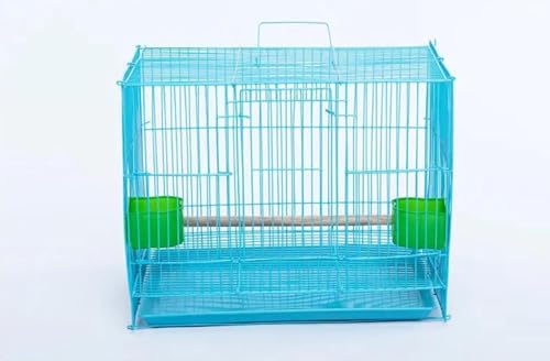 BQQB 鳥籠 インコ 鳥かご ケージ 大型 、鳥かご ケージ ステンレス 、安い鉄製の鳥かご、室内旅行用のオウムのかご、うさぎのリス (ブルー,40*30*30)