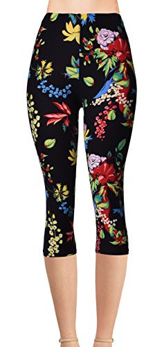 VIV Collection Plus Size Print Capri Leggings, Wildflower