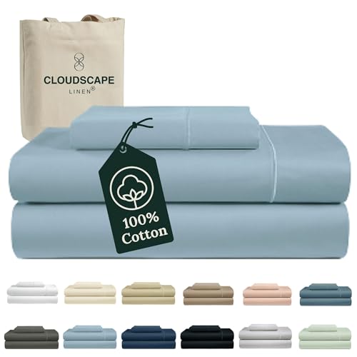 100% Egyptian Cotton Sheets Twin XL Size, 3 Pcs Dorm Essentials Bedding Set, 1000 Thread Count Egyptian Cotton, Soft, Breathable, Durable, Deep Pockets up to 16, French Blue