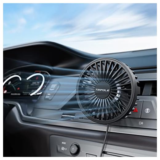 TriPole Car Fan USB Fan for Car Vent Powerful 3 Speed Car Cooling Clip Fan with Quiet Brushless Motor 360 Degree Rotatable Portable Fan for Car Vehicle, Van, Truck, SUV, RV