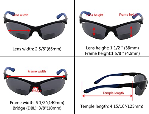 Image of Eyekepper Bifocal Sunglasses for Women Men, Rectangular Frame | Outdoor Sports Bifocal Reading Sunglass, with Readers Built in, Mens Tinted Sun Reader Bifocals, Ladies Cheater,Wrap Half Rim