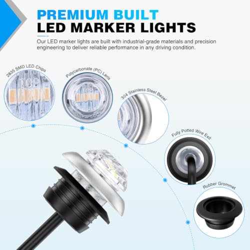 Image of Nilight 3 /4 inch Round Marker Lights 10PCS Purple Side Bullet Clearance Light