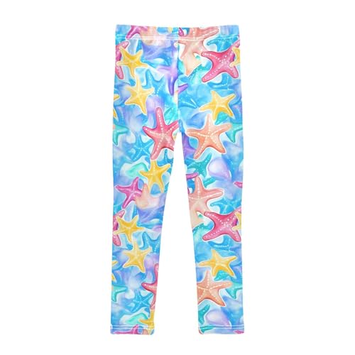 Watercolor Starfish Girls Leggings Soft Stretch Workout Yoga Dance Pants for Kids Casual Tights2