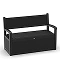 ROJIK 70 Gallon Storage Bench Deck Box, Outdoor Seating, Patio Furniture (Black) (Black)