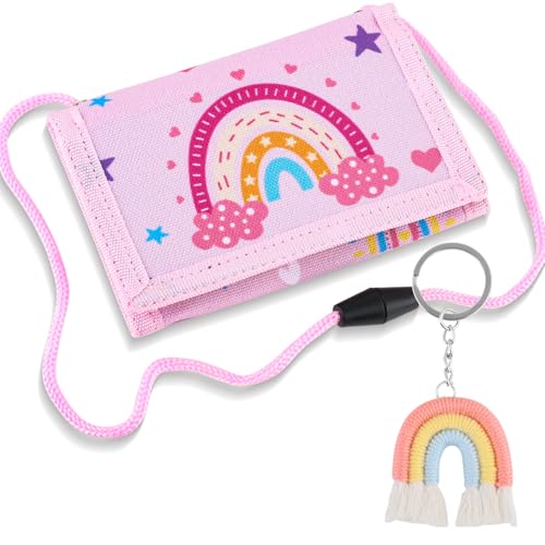 Fizdoqg Motiv Geldbeutel Kinder Portemonnaie Kinder Jungen, Portmonee Geldbörse Brustbeutel für Geburtstagsgeschenk, Schulanfang (Regenbogen)