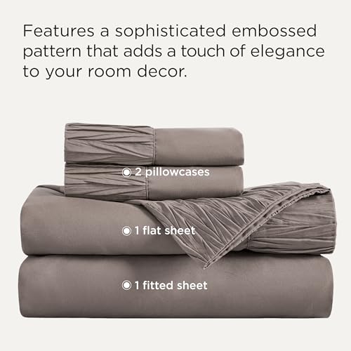 Image of Bedsure King Size Sheets Set - 4 Pieces Soft King Sheets - Breathable & Cooling - Hotel Luxury - Easy Care Polyester Microfiber Bedding for Women, Men, Taupe Gray
