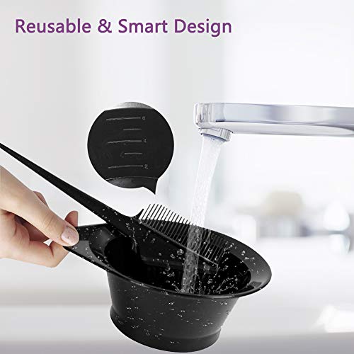 Hair Dye Coloring Kit, 7Pcs Hair Color Bowl Brushes Tool Mixing Bowl Kit Tint Comb for Hair Tint Dying Coloring Applicator - Thumbnail 3