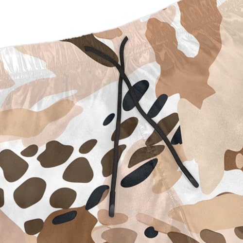 Men's Swim Trunks Size S Camouflage Leopard with Mesh Lining Soft Breathable Quick Dry Beach Shorts Coffee Color4