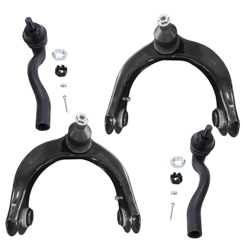 Image of Detroit Axle - 4pc Front End Control Arms Kit for 11-15 Dodge Durango Jeep Grand Cherokee, 2 Upper Control Arms w /Ball Joint 2 Outer Tie Rods 2011 2012 2013 2014 2015 Replacement