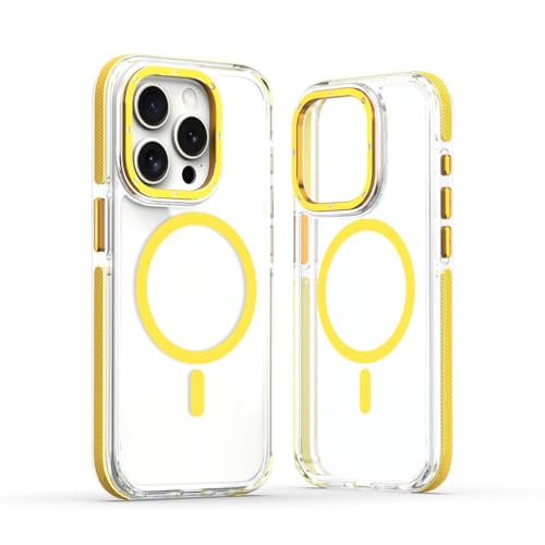 Coque de téléphone pour iPhone 13 ENILSA jaune magnétique transparente antichoc