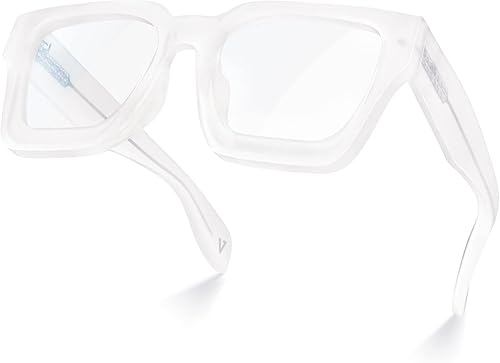 VISOONE - Lentes para bloqueo de luz azul, rectangulares, elegantes, estilo preparatoria, multicolor, marco para mujeres y hombres, diseño River