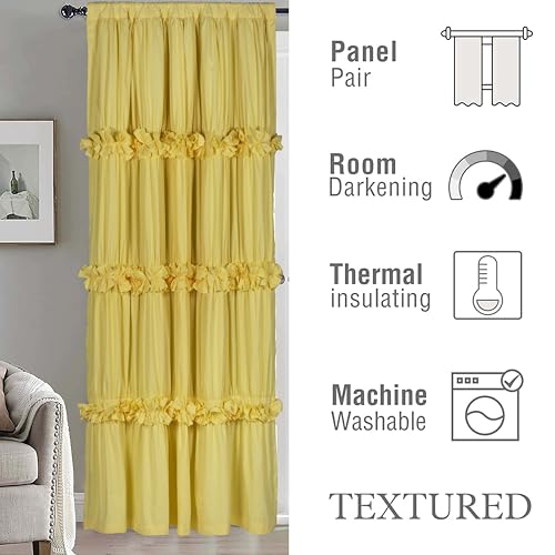 Image of Homechoice Decor Blackout Window Curtains Bright Yellow, 54 inchW x 84 inchL(Pair)