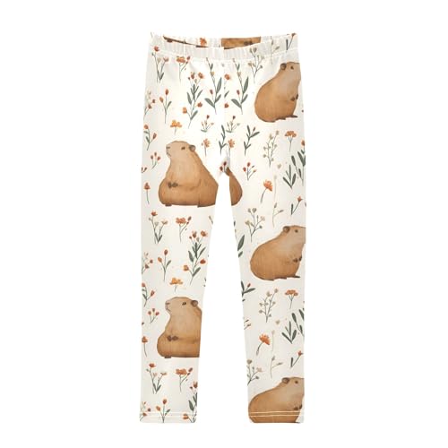 Capybara Flower Daisy Girls Leggings Athletic Pants Tights Stretch Bottom