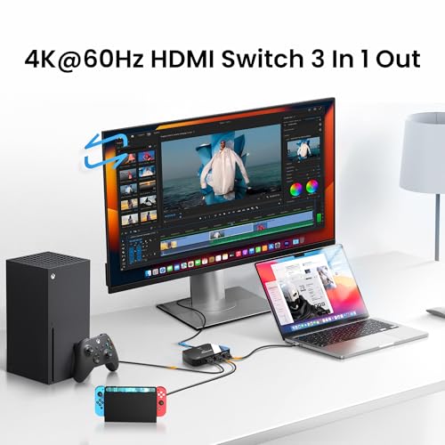 Image of NEWCARE HDMI Switch 3 in 1 Out, 4K@60Hz with Remote, HDR10+ Dolby VRR 3D | HDMI Splitter Switcher supports HDCP2.2,Compatible with PS5, Xbox, PC, Laptop, Projector and Blu-ray Player