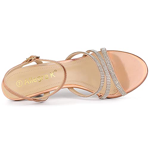 Allegra K Women's Ankle Strap Rhinestone Kitten Heel Sandals4