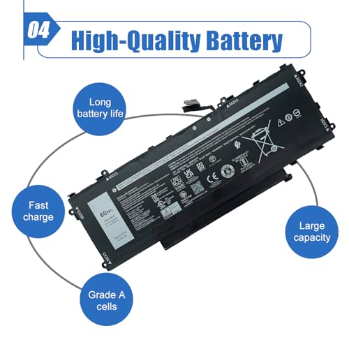 Image of 60Wh GT6TK Laptop Battery Replacement for Dell Latitude 9440 2-in-1 Latitude 9450 2-in-1 Series MWK05 K2CPY 0MWK05 0K2CPY 11.55V 5065mAh 3-Cell