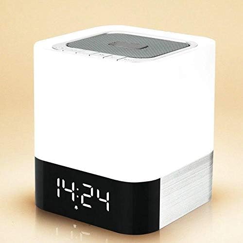 આગળ view of the MUSKY DY28 PLUS Bluetooth Speaker showing the digital clock display.