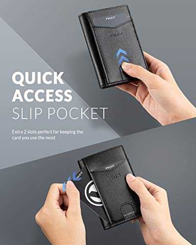 Image of VULKIT Bifold Front Pocket Slim Wallet RFID Blocking Minimalist Thin Leather Credit Card Holder Wallet for Men and Women Cross Black
