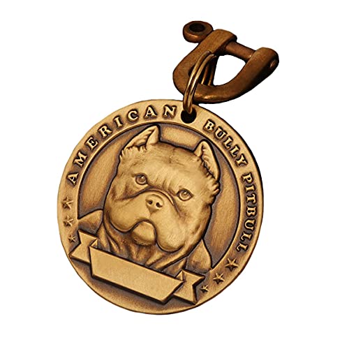 Davisia Pure Copper Personalized Dog Tags, Three-Dimensional Relief Pet Pattern, Custom Dog Tags (Bully, Large)