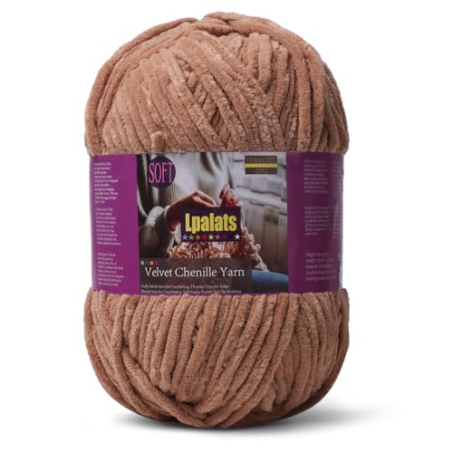 Lpalats Baby Blanket Yarn for Crocheting - 1 Pack of 200g/7oz Chunky Chenille Yarn for Knitting Blankets Amigurumi - #6 Super Bulky - 174 Yards Soft Thick Plush Yarns (1 Curry)