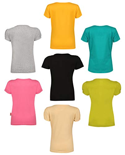 Image of SINI MINI Sinimini Girls Half Sleeve Cotton Round Neck Tshirt with bio wash (Pack of 7).